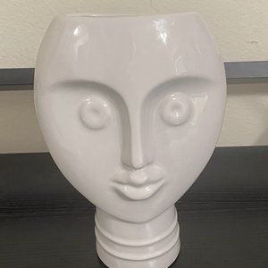 Ceramic Face Flower Pot/Beige/Earl Doescher/Contemporary/Modern Face Pot
